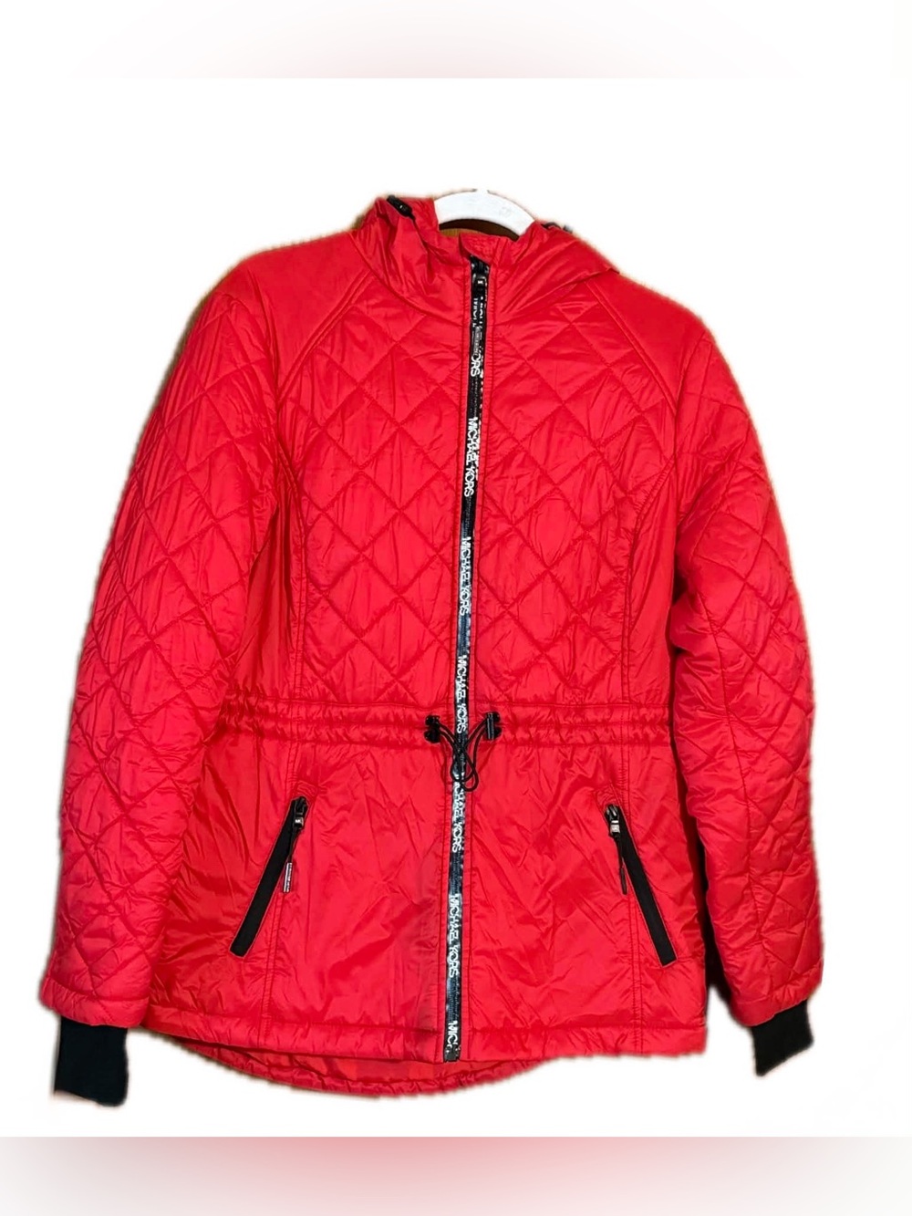 Women’s Quilted Red Hooded Jacket